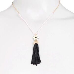 Kate Spade Lovely Lillies Beaded Tassel Drop Necklace & Gift Bag